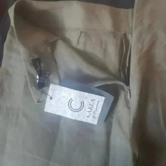 NWT rozarancio boho khaki green asymmetrical faux wrap linen pants size 8 - Picture 4 of 4